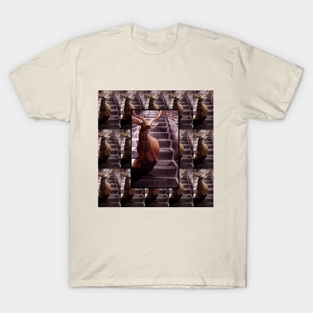 Deer on an escalator T-Shirt by Edofest